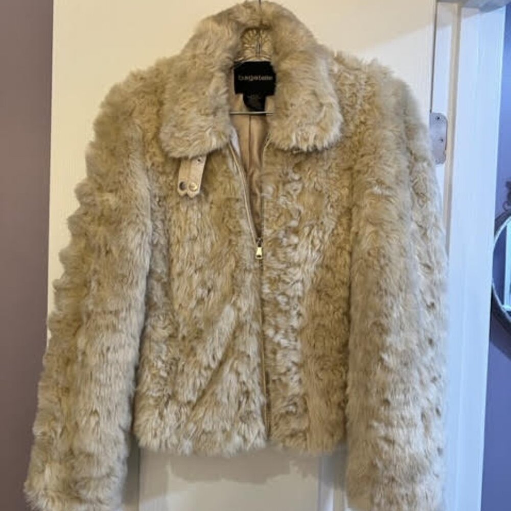 Anthropologie Bagatelle Cream Faux Fur Jacket